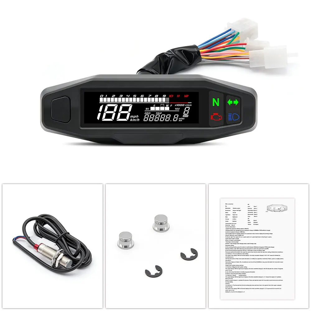 Motorcycle Speedometer AD Universal Digital Speed Meter with Turn Signal LCD Display Waterproof Dashboard
Motorcycle Speedometer AD Universal Digital Speed Meter with Turn Signal LCD Display Waterproof Dashboard