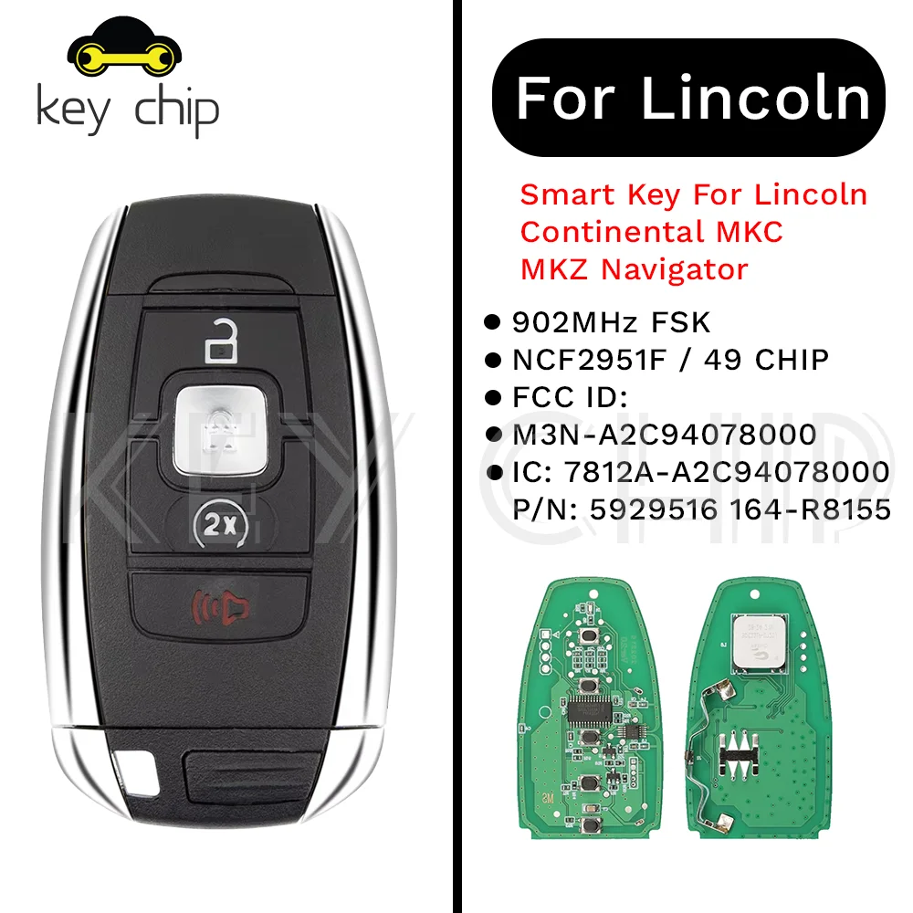 Смарт-ключ M3N-A2C94078000 для Lincoln Continental MKC MKZ Navigator 902 МГц FSK NCF2951F/HITAG PRO/49 ЧИП 5929516 164-R8155
Смарт-ключ M3N-A2C94078000 для Lincoln Continental MKC MKZ Navigator 902 МГц FSK NCF2951F/HITAG PRO/49 ЧИП 5929516 164-R8155