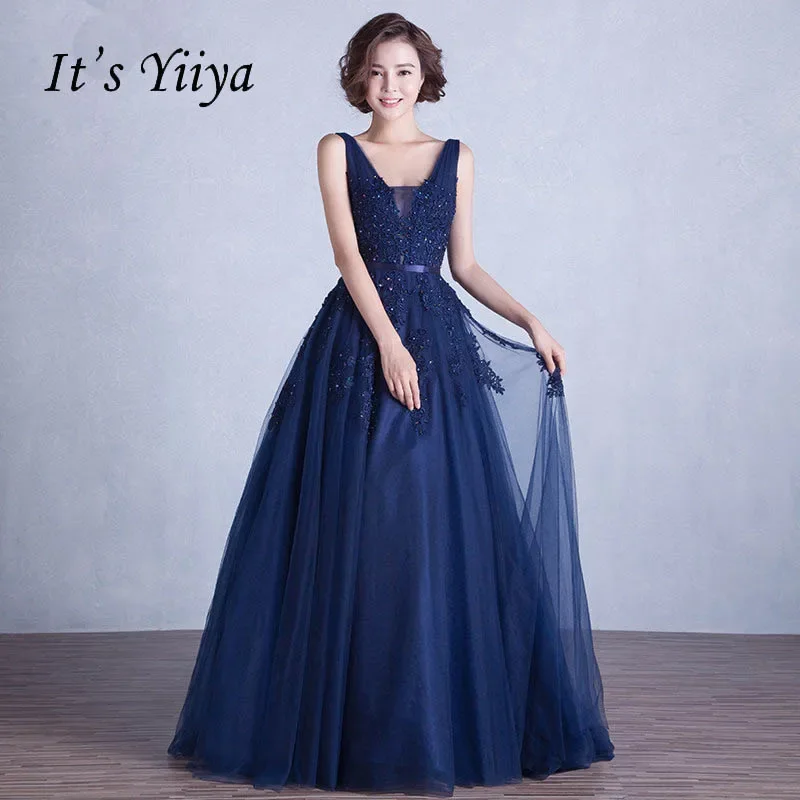 It's YiiYa Customized Evening Dress Navy Blue Appliques V-Neck Sleeveless Zipper A-line Floor Length Plus size Woman Gown LX138
It's YiiYa Customized Evening Dress Navy Blue Appliques V-Neck Sleeveless Zipper A-line Floor Length Plus size Woman Gown LX138
