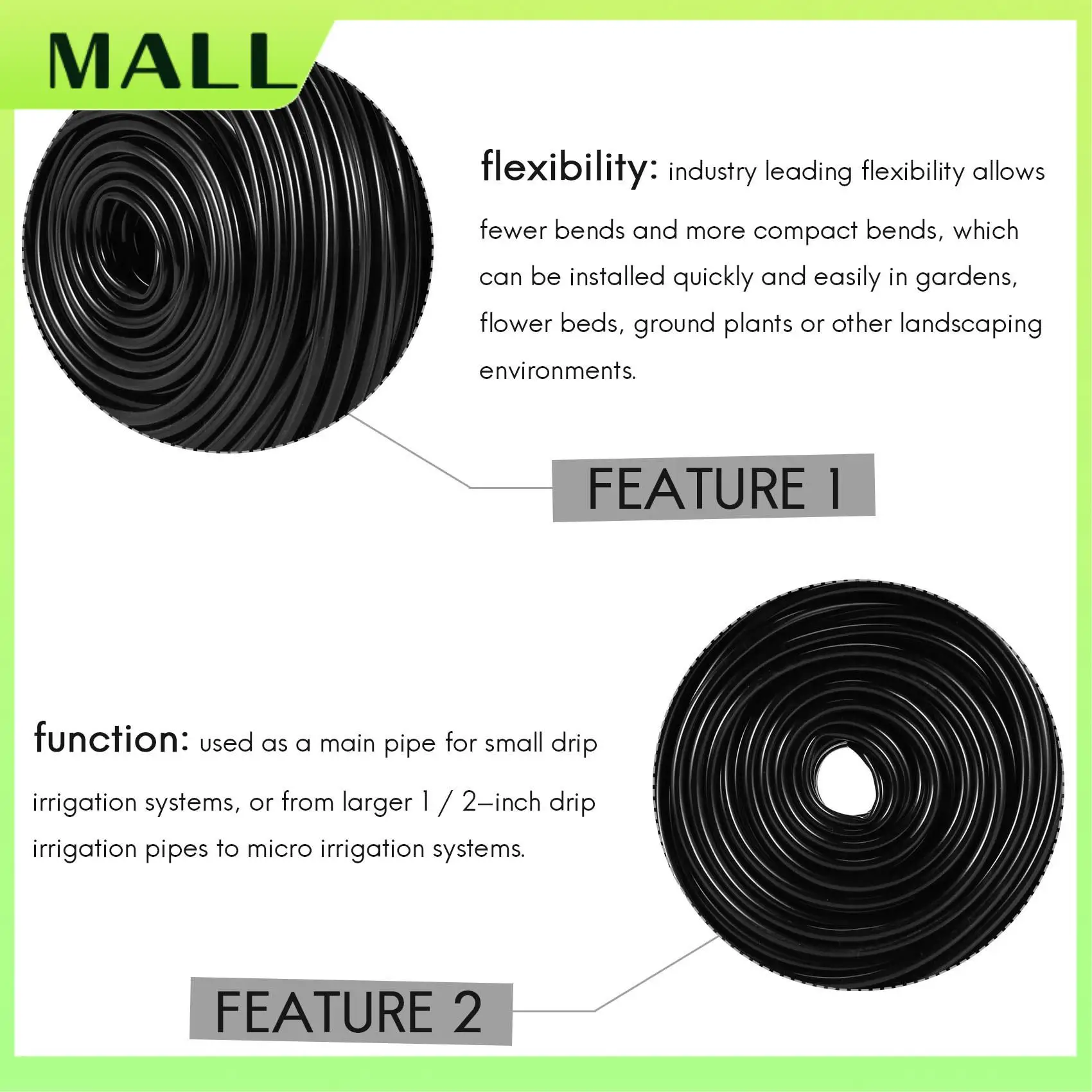MALL 200Ft 1/4 Inch Blank Distribution Tubing Drip Irrigation Hose Garden Watering Tube Line
MALL 200Ft 1/4 Inch Blank Distribution Tubing Drip Irrigation Hose Garden Watering Tube Line