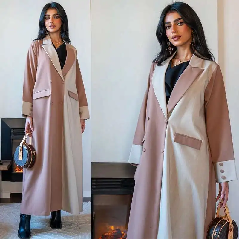 Mq177modest British Style Abaya Jacket Women's 2025 New Style Temperament Suit Collar Color Blocked Robe Islam Elegant
Mq177modest British Style Abaya Jacket Women's 2025 New Style Temperament Suit Collar Color Blocked Robe Islam Elegant