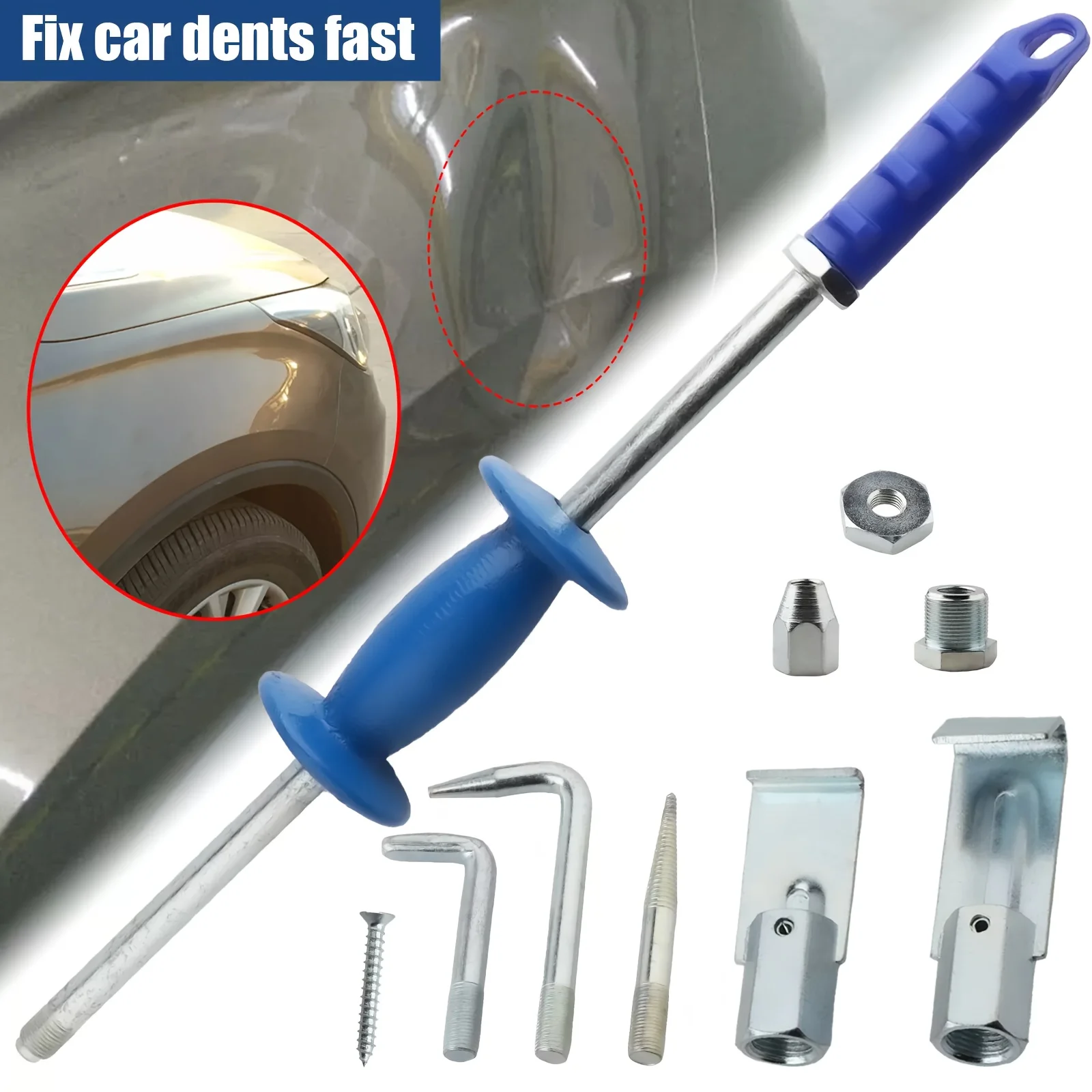 9pcs Auto Slide Hammer, Dent Puller Slide Hammer Auto Body Dent Repair Tools Kit Auto Truck, 5lb Puller Kit for Hail Dent Removal On Car Body
9pcs Auto Slide Hammer, Dent Puller Slide Hammer Auto Body Dent Repair Tools Kit Auto Truck, 5lb Puller Kit for Hail Dent Removal On Car Body