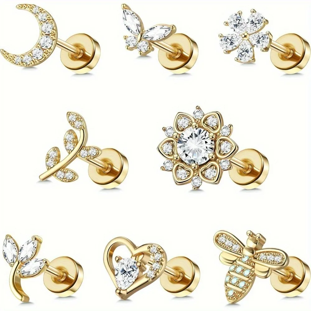 IRONBOX 1Pc 18G Stainless Steel Internally Threaded CZ Earrings - Unisex Moon Design for Tragus, Helix, and Cartilage Piercings
IRONBOX 1Pc 18G Stainless Steel Internally Threaded CZ Earrings - Unisex Moon Design for Tragus, Helix, and Cartilage Piercings