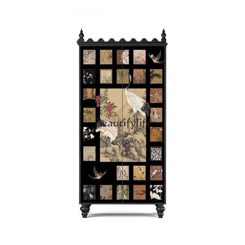 French Chinese style wardrobe solid wood living room sofa side against the wall storage integrated storage cabinet
French Chinese style wardrobe solid wood living room sofa side against the wall storage integrated storage cabinet