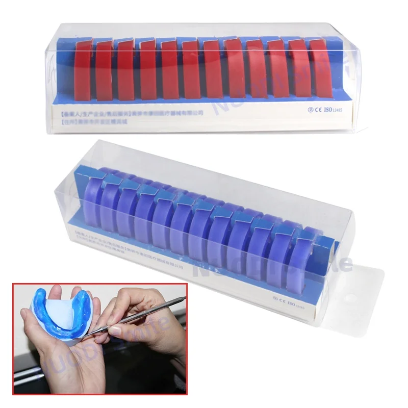 12Pcs/Box Dental U Shape Base Wax Denture Casting Bite Block Hard & Soft Occlusal Wax Occlusal Rim Model Base Plate Wax Material
12Pcs/Box Dental U Shape Base Wax Denture Casting Bite Block Hard & Soft Occlusal Wax Occlusal Rim Model Base Plate Wax Material