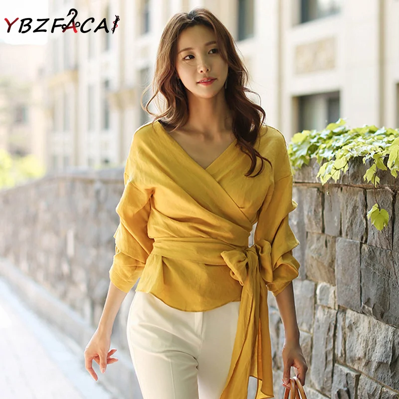 Bubble Pleated Long Sleeve Bow Tie Slim Top Women's Fall Fashion Casual Yellow Bottoming Shirt Elegant Korean White Blouse 2022
Bubble Pleated Long Sleeve Bow Tie Slim Top Women's Fall Fashion Casual Yellow Bottoming Shirt Elegant Korean White Blouse 2022