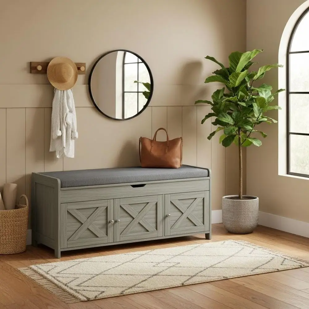 Shoe Storage Bench, 2Tier Shoe Bench with Cushioned Seat, Entryway Bench with Adjustable Shelf amp Barn Doors, 300 lbs Capacity
Shoe Storage Bench, 2Tier Shoe Bench with Cushioned Seat, Entryway Bench with Adjustable Shelf amp Barn Doors, 300 lbs Capacity