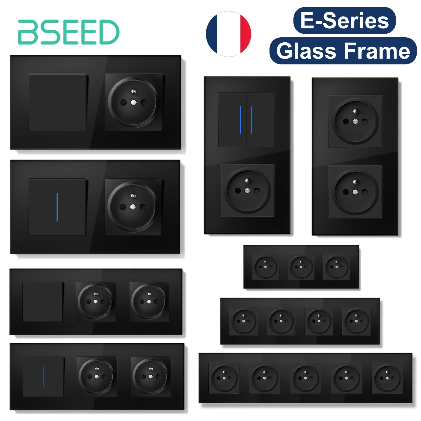 Переключатель BSEED, 1-позиционный выключатель света, черная стеклянная рамка, стандартные настенные розетки FR, розетка E-Series, Франция, 86/157/228/299/370 мм
Переключатель BSEED, 1-позиционный выключатель света, черная стеклянная рамка, стандартные настенные розетки FR, розетка E-Series, Франция, 86/157/228/299/370 мм