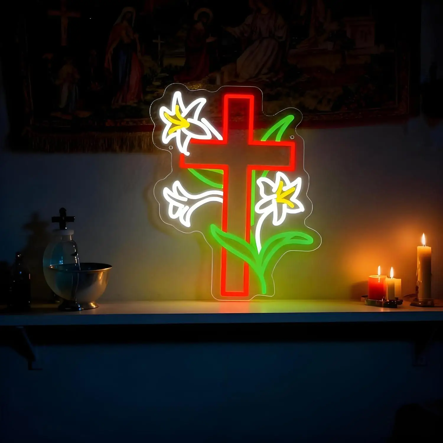 Cross Religious Neon Sign for Wall Decor Led Decorative Night Signs for Room Religious Family Home Bedroom Baptism Church
Cross Religious Neon Sign for Wall Decor Led Decorative Night Signs for Room Religious Family Home Bedroom Baptism Church