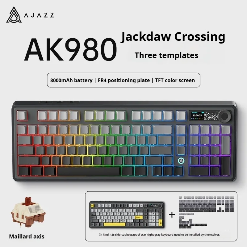 Ajazz AK980 99-клавишная механическая клавиатура с возможностью горячей замены, трехрежимная RGB прокладка, колпачки для клавиш из ПБТ для ПК, Mac, игрового офиса
Ajazz AK980 99-клавишная механическая клавиатура с возможностью горячей замены, трехрежимная RGB прокладка, колпачки для клавиш из ПБТ для ПК, Mac, игрового офиса