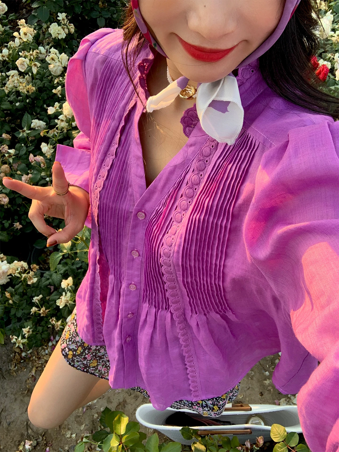 Purple Long Sve Silk Women's irt 2025 New Design Bubble Sve Top Commute Sle Korean Version Straight Cut
Purple Long Sve Silk Women's irt 2025 New Design Bubble Sve Top Commute Sle Korean Version Straight Cut