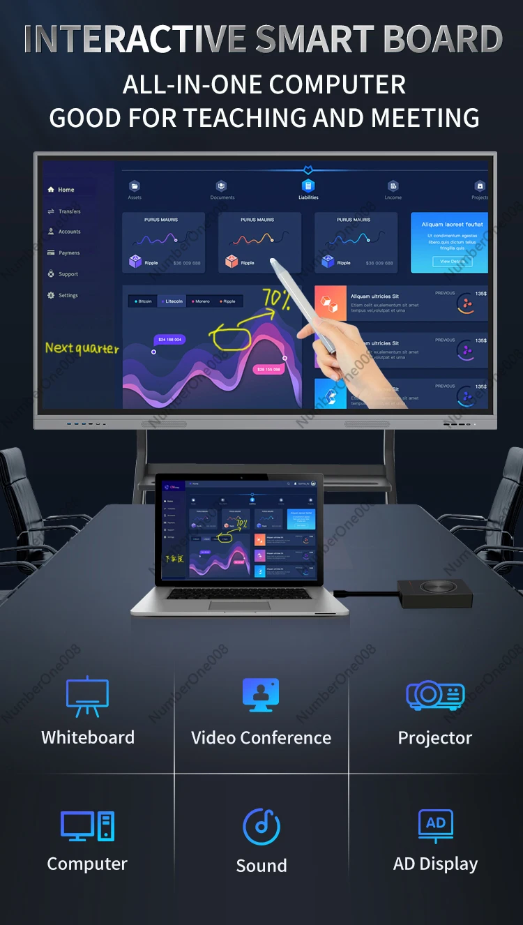 65-дюймовая интерактивная сенсорная панель Smart Whiteboard, цифровая электронная доска для обучения в классах, совещаний и презентаций
65-дюймовая интерактивная сенсорная панель Smart Whiteboard, цифровая электронная доска для обучения в классах, совещаний и презентаций