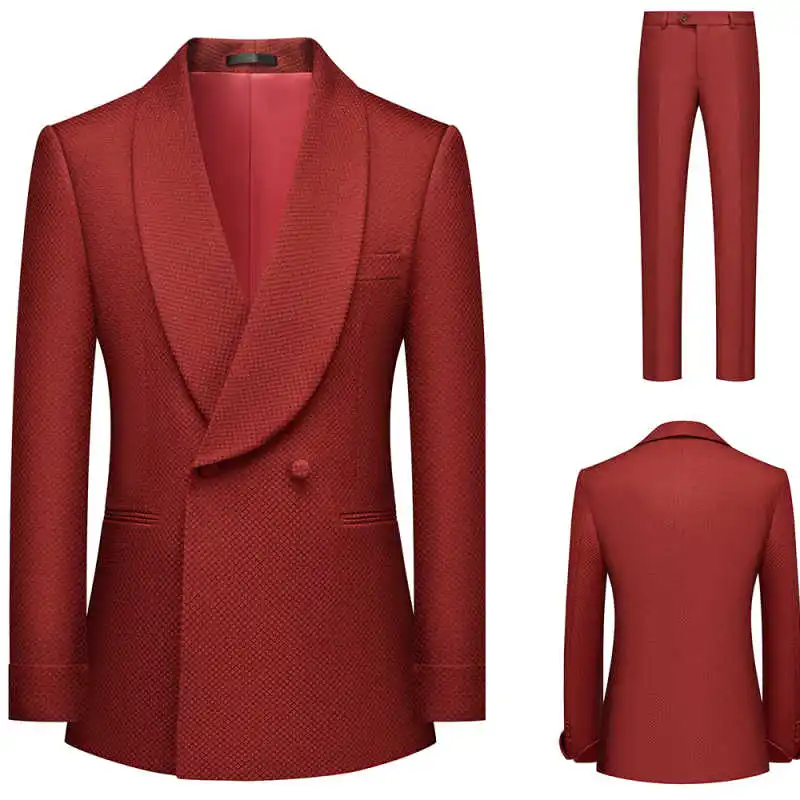 Modern Wedding Men's Suits 2-Piece Jacquard Double Breasted Blazer Shawl Lapel Tuxedo Customized Trajes Para Hombre
Modern Wedding Men's Suits 2-Piece Jacquard Double Breasted Blazer Shawl Lapel Tuxedo Customized Trajes Para Hombre