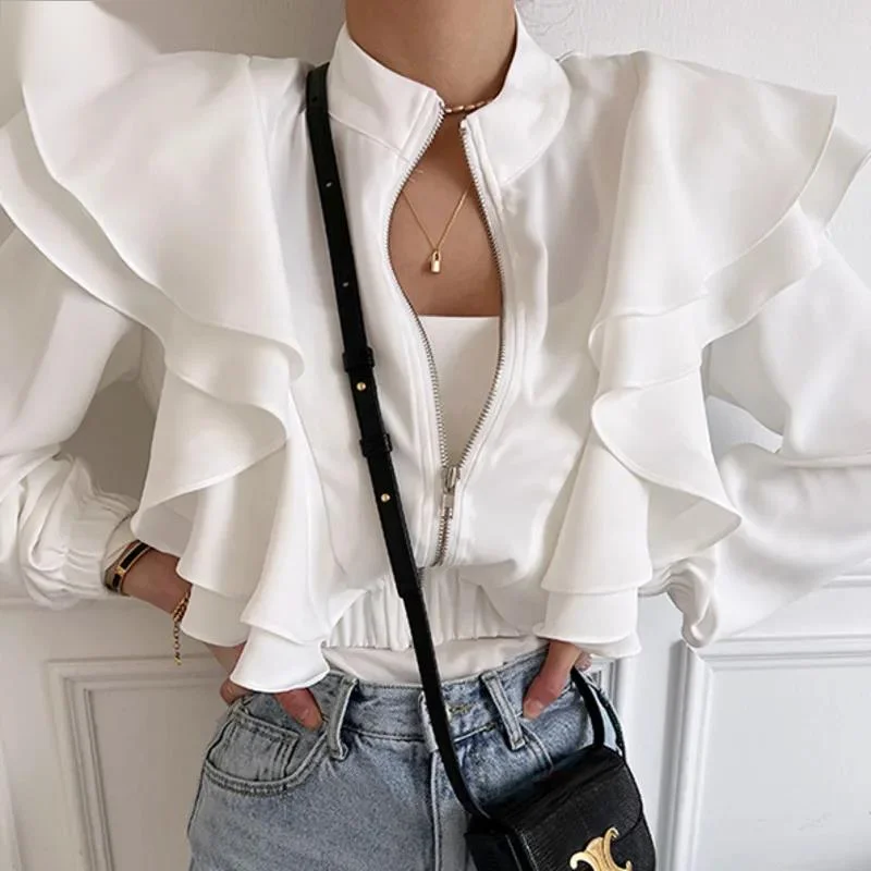 French Women's Short Coat Double-layer Ruffle Stand Neck Long Sleeve Lightweight Zip-up Coats 2026 Spring New 16O2EDD
French Women's Short Coat Double-layer Ruffle Stand Neck Long Sleeve Lightweight Zip-up Coats 2026 Spring New 16O2EDD