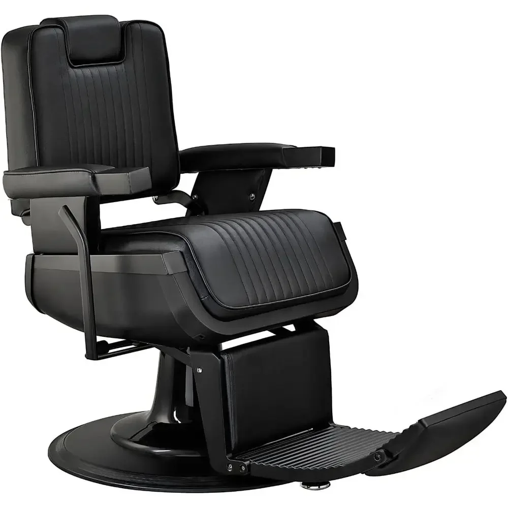 Heavy-Duty Reclining Barber Chair, Hydraulic Seat for Salons, Black Leather, Black Frame
Heavy-Duty Reclining Barber Chair, Hydraulic Seat for Salons, Black Leather, Black Frame