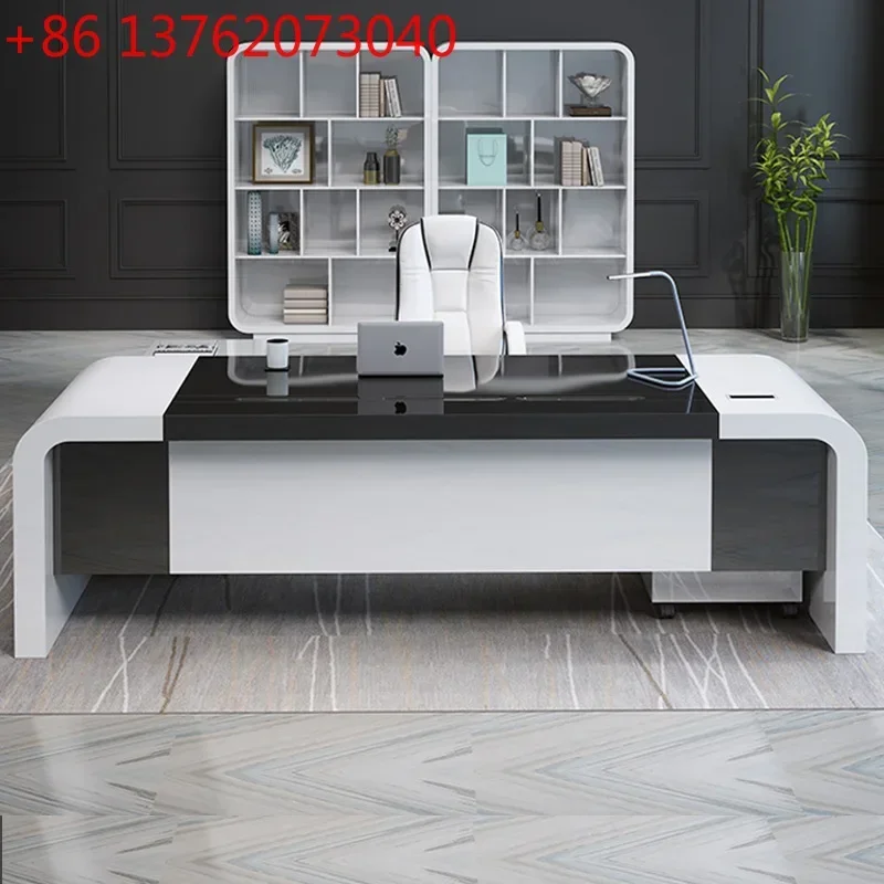 White lacquered boss desk, simple modern office president desk, fashionable and creative desk
White lacquered boss desk, simple modern office president desk, fashionable and creative desk