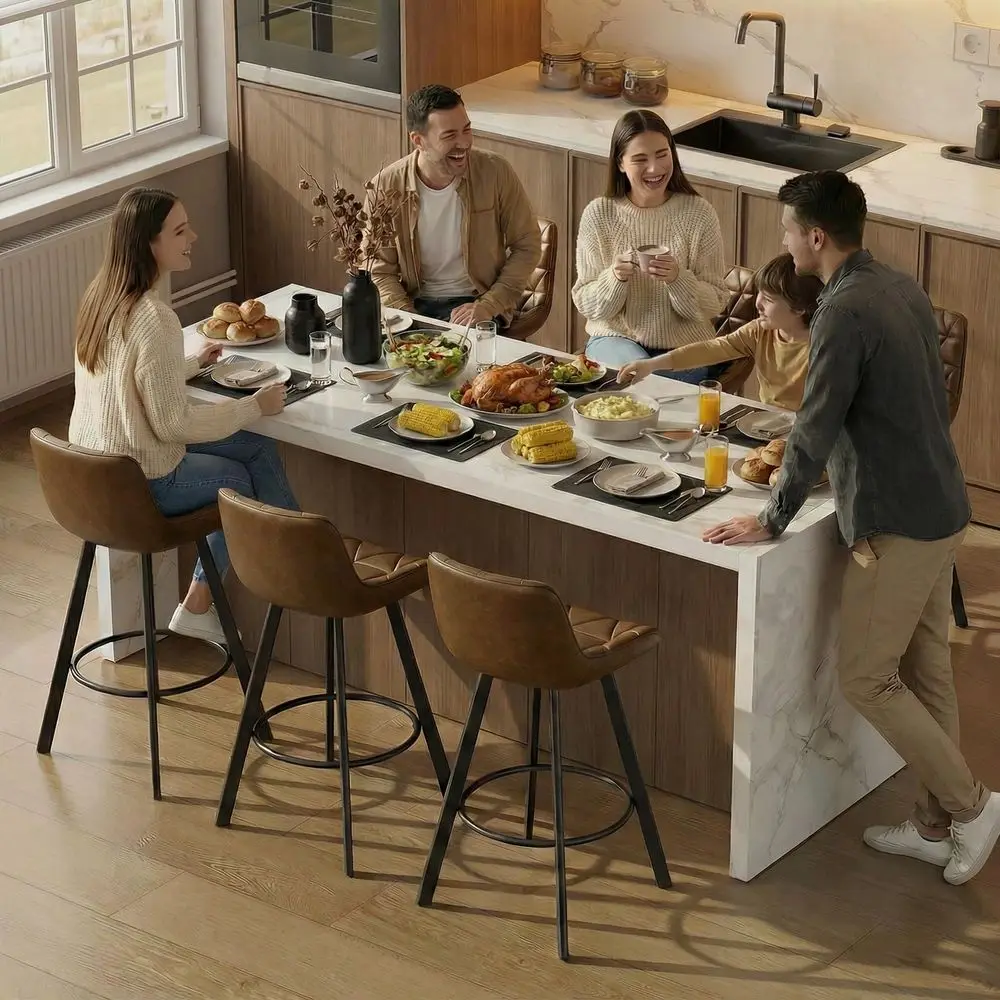 Counter Height Bar Stools Set of 6, 26 Inch Modern Bucket Kitchen Island Chairs with Backs, Diamond Quilted Stationary Faux Lea
Counter Height Bar Stools Set of 6, 26 Inch Modern Bucket Kitchen Island Chairs with Backs, Diamond Quilted Stationary Faux Lea