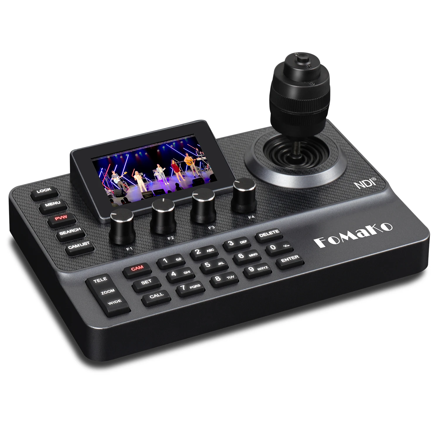 FoMaKo NDI PTZ Camera Controller 3" Preview LCD, Keyboard With 4D Joystick for Church Live (NDI License Included) KC606N
FoMaKo NDI PTZ Camera Controller 3" Preview LCD, Keyboard With 4D Joystick for Church Live (NDI License Included) KC606N