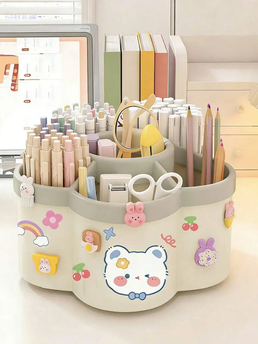 360° Rotating Cute Pen Holder, Large Capacity Multi-Function Desktop Stationery Organizer Box, Polished PVC Material, Embedded Installation, Lightweight & Portable, Can Be Used As Pencil Case, Pen Cup, Cute Pencil Box, Desktop Organizer, Marker Pen Holder
360° Rotating Cute Pen Holder, Large Capacity Multi-Function Desktop Stationery Organizer Box, Polished PVC Material, Embedded Installation, Lightweight & Portable, Can Be Used As Pencil Case, Pen Cup, Cute Pencil Box, Desktop Organizer, Marker Pen Holder