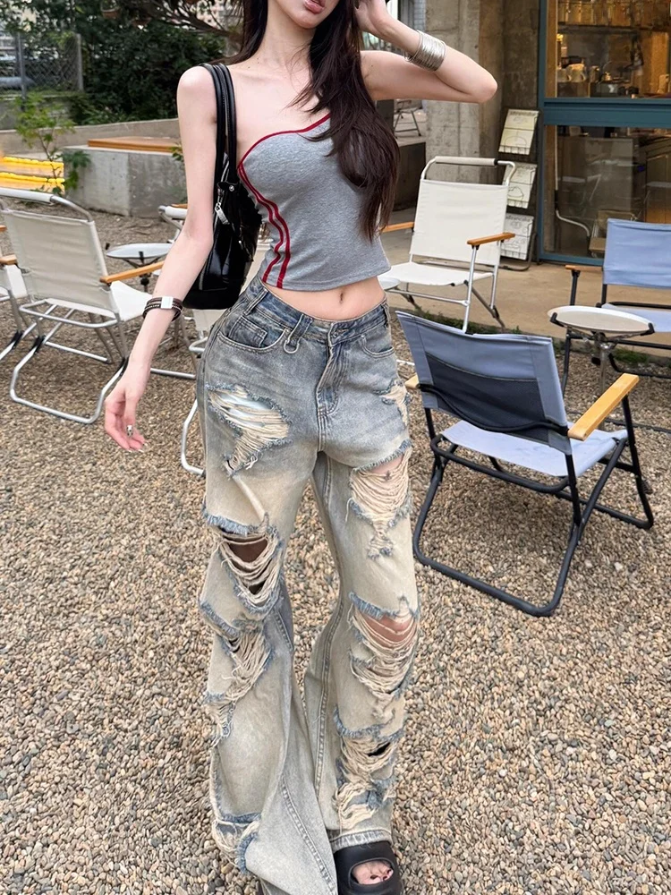 Retro American Style Men's Jeans High Waist Straight Leg Loose Fit Torn Worn out Denim Summer Slimming Trendy Casual Jeans
Retro American Style Men's Jeans High Waist Straight Leg Loose Fit Torn Worn out Denim Summer Slimming Trendy Casual Jeans