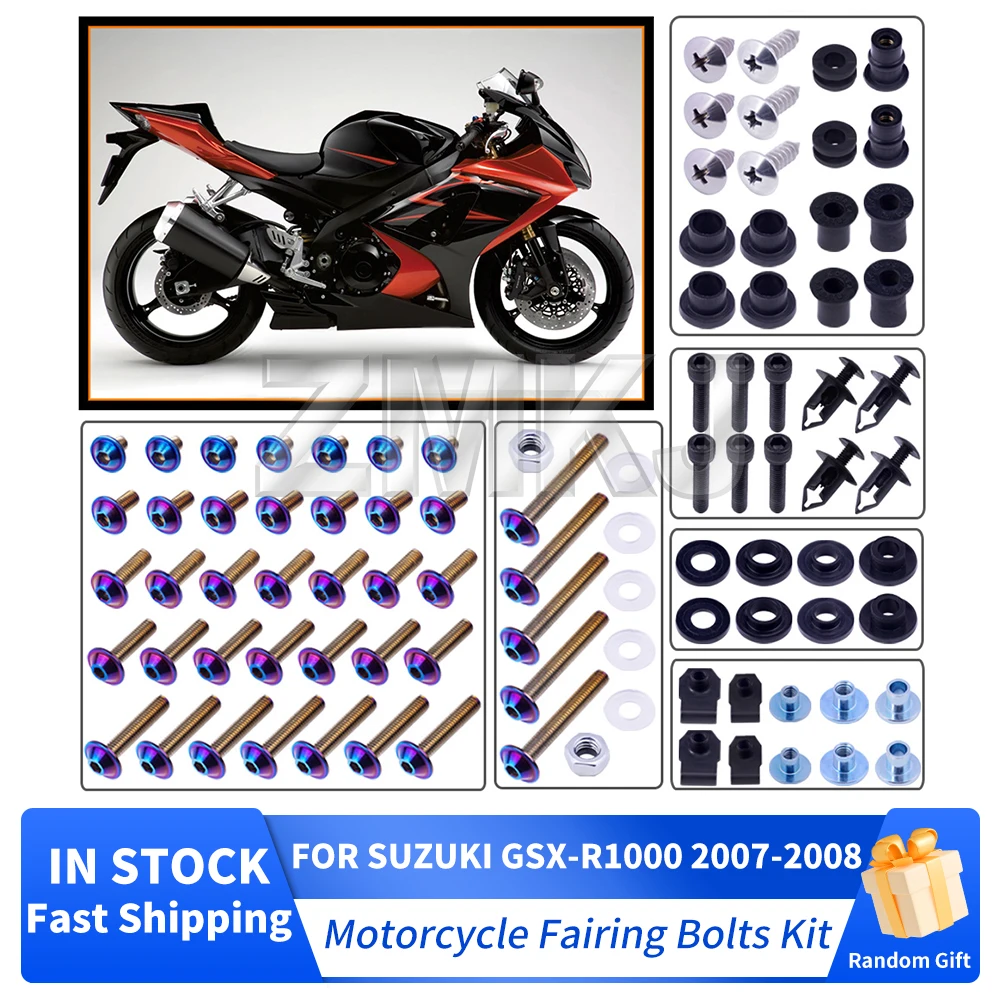 For Suzuki GSXR1000 GSX-R1000 2007-2008 K7 K8 Motorcycle Stainless Complete Bodywork Fairing Bolts Kits Screws Clip Accessories
For Suzuki GSXR1000 GSX-R1000 2007-2008 K7 K8 Motorcycle Stainless Complete Bodywork Fairing Bolts Kits Screws Clip Accessories