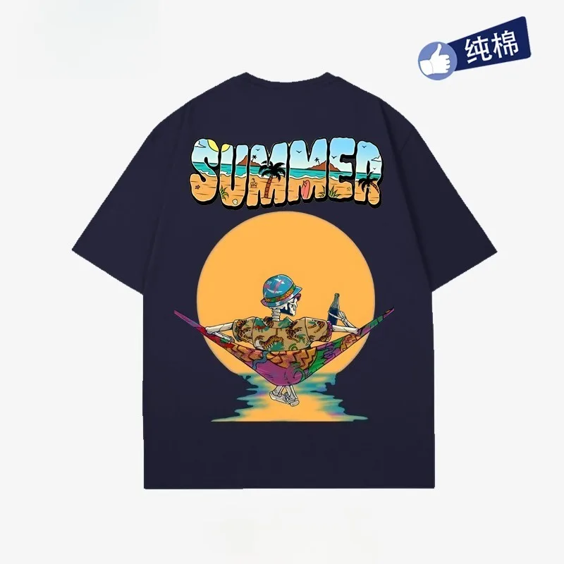 Original skull cartoon printed t-shirt men's and women's retro street pure cotton loose trend cool wear summer
Original skull cartoon printed t-shirt men's and women's retro street pure cotton loose trend cool wear summer