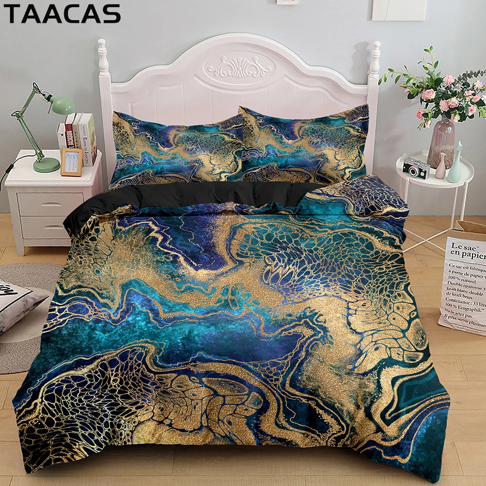 Luxury Marble Bedding Set Abstract Blue Gold Duvet Cover Set Pillowcase Queen King Size Nordic Designer Quilt Cover Home Textile
Luxury Marble Bedding Set Abstract Blue Gold Duvet Cover Set Pillowcase Queen King Size Nordic Designer Quilt Cover Home Textile