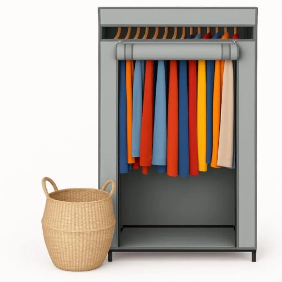 Portable Wardrobe Closet - 50 lb Capacity Internal Heavy Duty Metal Rod Zipper and Clear Window Durable Clothes Organizer Tool-
Portable Wardrobe Closet - 50 lb Capacity Internal Heavy Duty Metal Rod Zipper and Clear Window Durable Clothes Organizer Tool-