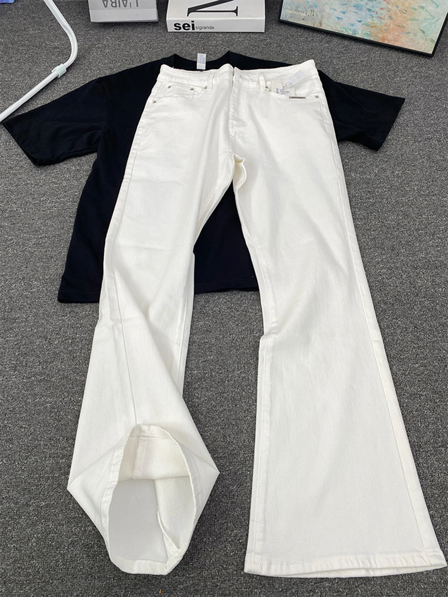 White High Waist ing Men's Jeans Summer Thin American Sle Knife Flared Pants Leg Lengthening Straight Leg Jeans
White High Waist ing Men's Jeans Summer Thin American Sle Knife Flared Pants Leg Lengthening Straight Leg Jeans