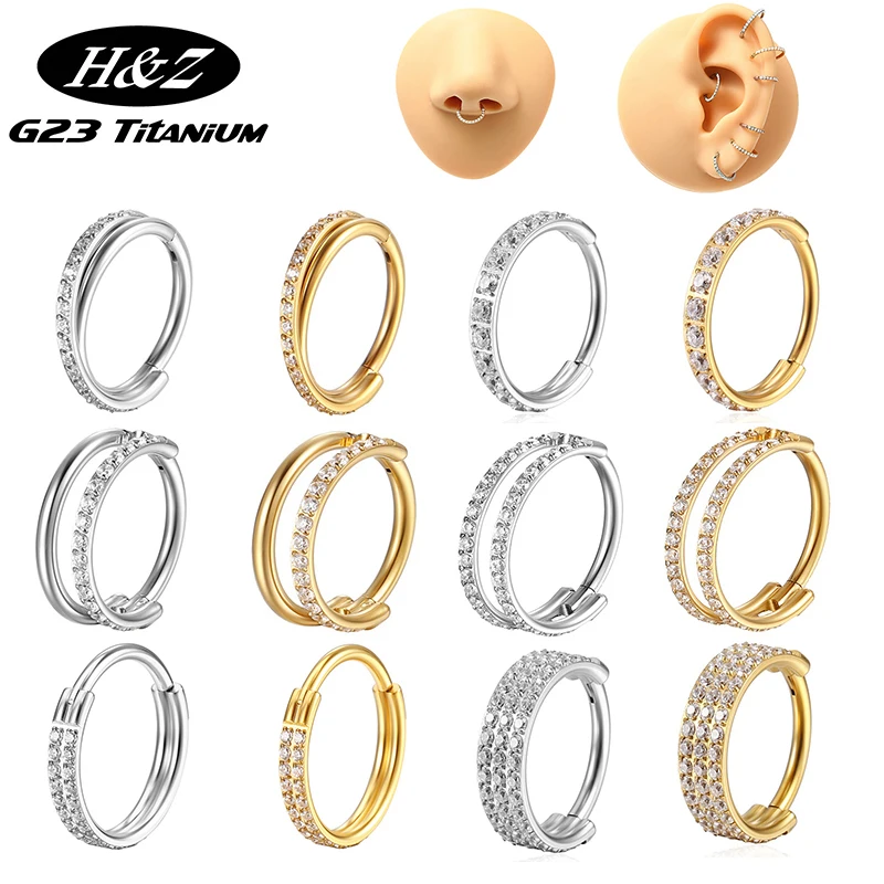 16G Piercing Conch Cartilage Earring G23 Titanium Zircon Hinged Nose Rings Clicker Helix Ear Body Jewelry Wholesale For Women
16G Piercing Conch Cartilage Earring G23 Titanium Zircon Hinged Nose Rings Clicker Helix Ear Body Jewelry Wholesale For Women