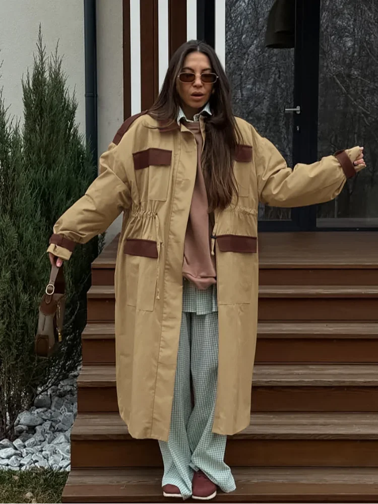 Women Chic Kakhi Lace Up Long Windbreaker Jacket Fashion Lapel Full Sleeve Coats 2025 New Chic Autumn Single Breasted Outerwears
Women Chic Kakhi Lace Up Long Windbreaker Jacket Fashion Lapel Full Sleeve Coats 2025 New Chic Autumn Single Breasted Outerwears