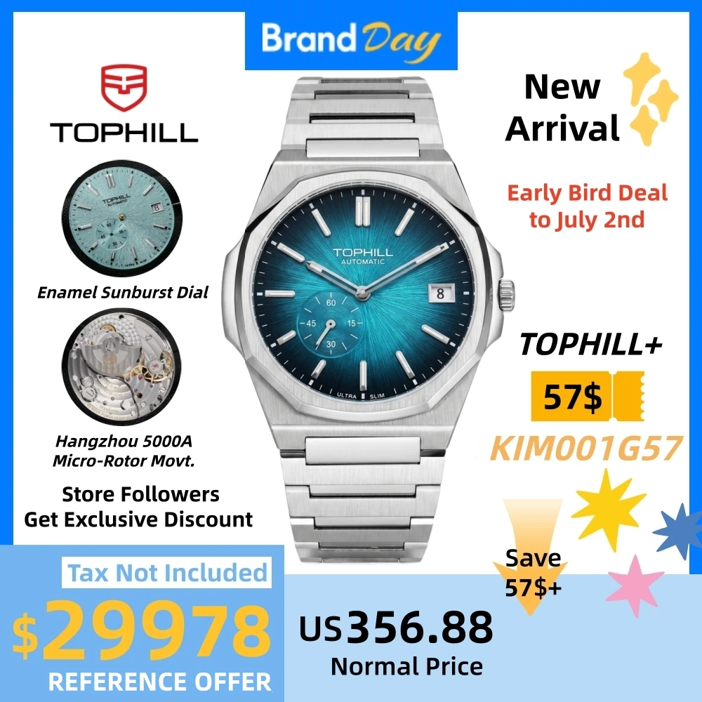 TOPHILL+ 38.7mm Ultra Slim Automatic Micro Rotor Watch Hangzhou 5000A Luxury Enamel Sunray Integrated Bracelet Sapphire KIM001G
TOPHILL+ 38.7mm Ultra Slim Automatic Micro Rotor Watch Hangzhou 5000A Luxury Enamel Sunray Integrated Bracelet Sapphire KIM001G