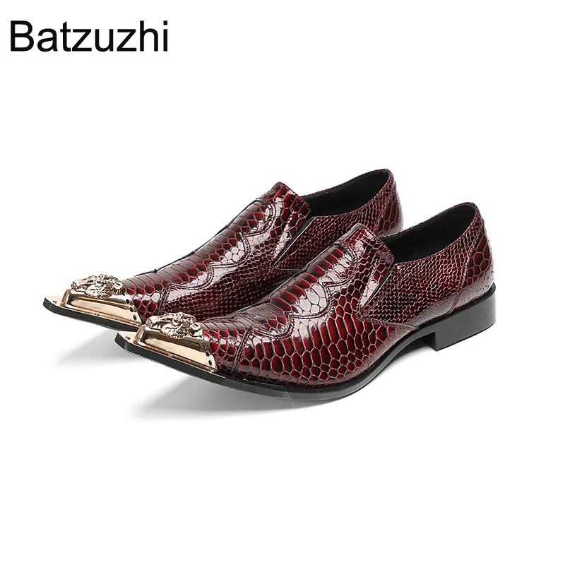 Batzuzhi Italian Type Wine Red Business, Party, Wedding Shoes Man! Men's Genuine Leather Dress Shoes Man Pointed Iron Toe 
Batzuzhi Italian Type Wine Red Business, Party, Wedding Shoes Man! Men's Genuine Leather Dress Shoes Man Pointed Iron Toe