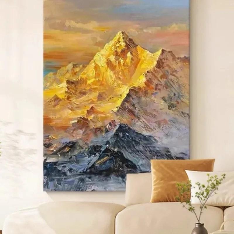 Pure hand-painted oil painting Rizhao Mountain living room decoration painting has a backer vertical entrance on the back
Pure hand-painted oil painting Rizhao Mountain living room decoration painting has a backer vertical entrance on the back