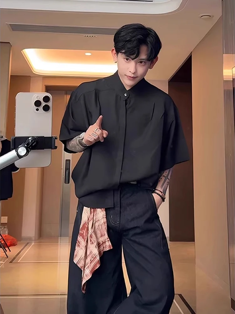Bla Ice Silk Men's irt Summer Lightweight ort Sve Drapey Sle Trendy Outerwear Breathable Loose Fit Youth Faion
Bla Ice Silk Men's irt Summer Lightweight ort Sve Drapey Sle Trendy Outerwear Breathable Loose Fit Youth Faion