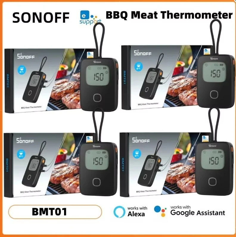 SONOFF BMT01 Беспроводной термометр для мяса для барбекю, таблица температуры в реальном времени, таймер, напоминание, удаленный мониторинг, оповещения о температуре через eWeLink
SONOFF BMT01 Беспроводной термометр для мяса для барбекю, таблица температуры в реальном времени, таймер, напоминание, удаленный мониторинг, оповещения о температуре через eWeLink