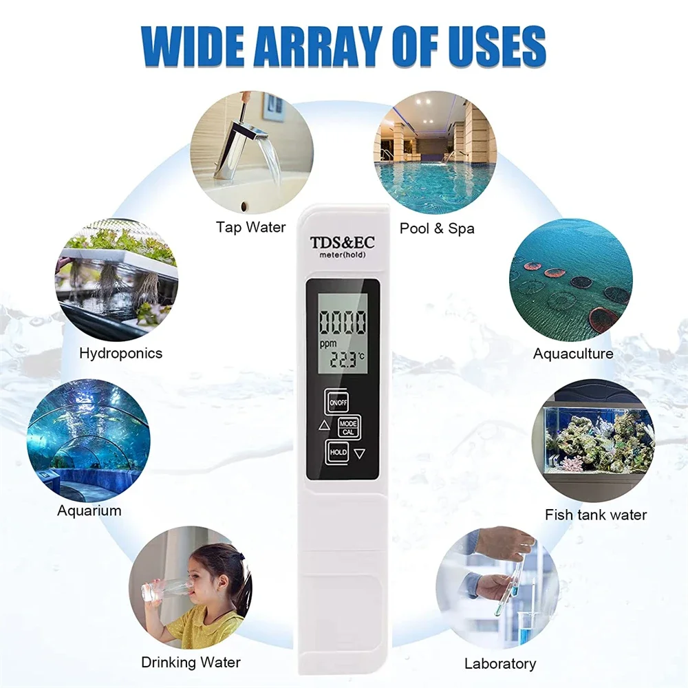 Белый цифровой тестер качества воды TDS EC Meter Диапазон 0-9990 Многофункциональный измеритель температуры чистоты воды Тестер TEMP PPM
Белый цифровой тестер качества воды TDS EC Meter Диапазон 0-9990 Многофункциональный измеритель температуры чистоты воды Тестер TEMP PPM