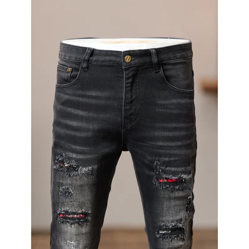 Scratched Hole Patch Black Gray Jeans Men's Retro American Fashion Brand 2025New Style Slim Fit Skinny Pants
Scratched Hole Patch Black Gray Jeans Men's Retro American Fashion Brand 2025New Style Slim Fit Skinny Pants