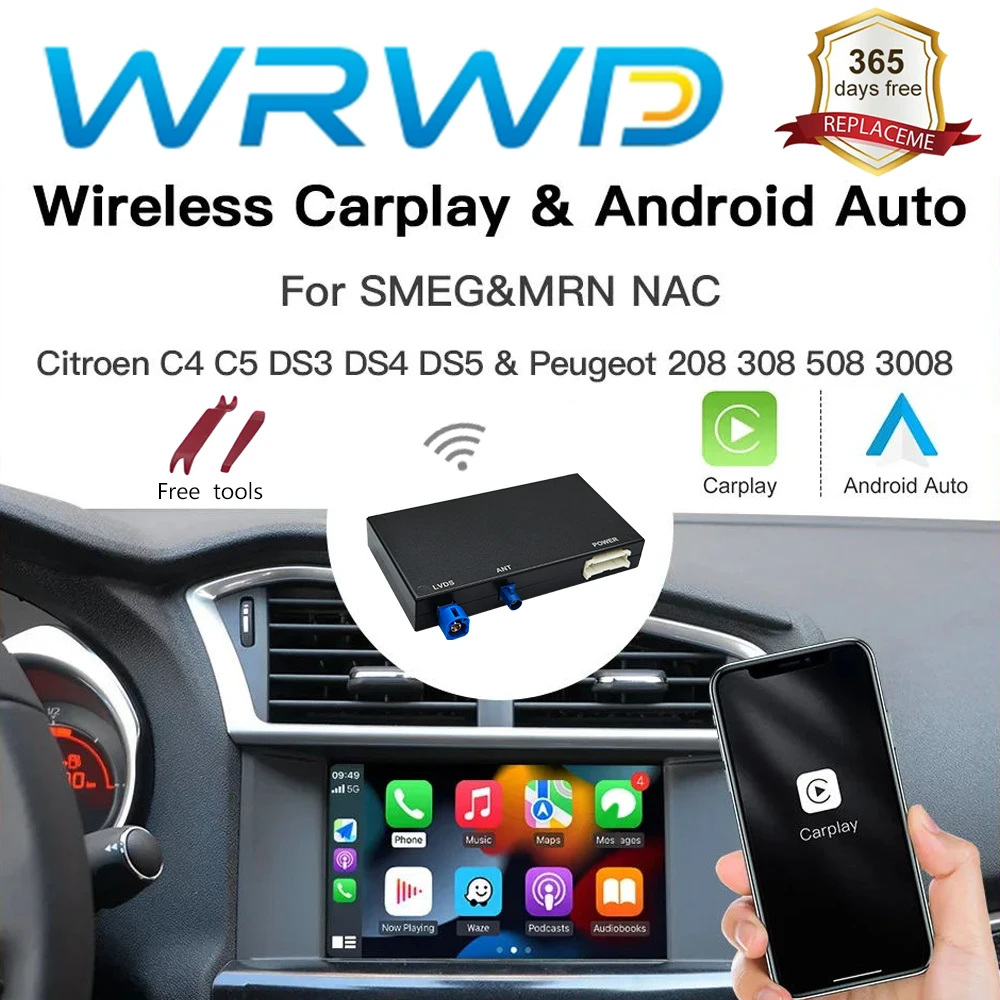 Беспроводной адаптер WRWD для Carplay Android Auto для Peugeot & Citroen SMEG & MRN NAC 508 308 208 & C4 DS3 DS5 поддержка обратной камеры
Беспроводной адаптер WRWD для Carplay Android Auto для Peugeot & Citroen SMEG & MRN NAC 508 308 208 & C4 DS3 DS5 поддержка обратной камеры