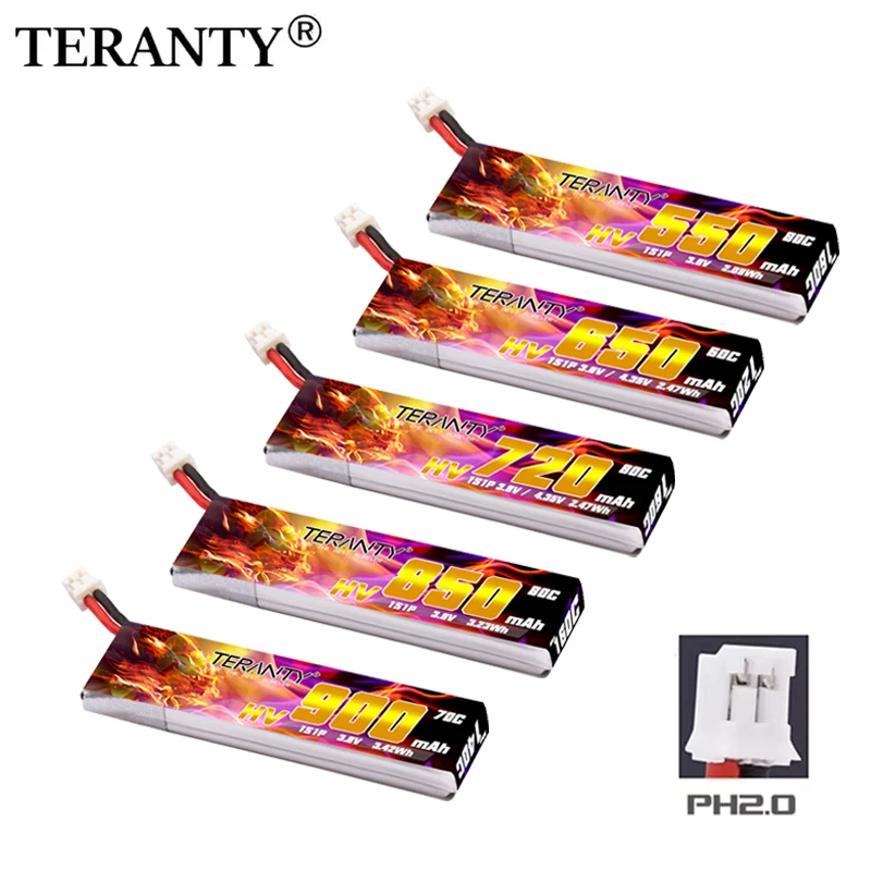 10Pcs PTERANTY 1S 3.8V 550/650/720/850/900mAh Lipo Battery With PH2.0 For FPV Racing Drone Micro Quadcopter Helicopter RC parts
10Pcs PTERANTY 1S 3.8V 550/650/720/850/900mAh Lipo Battery With PH2.0 For FPV Racing Drone Micro Quadcopter Helicopter RC parts
