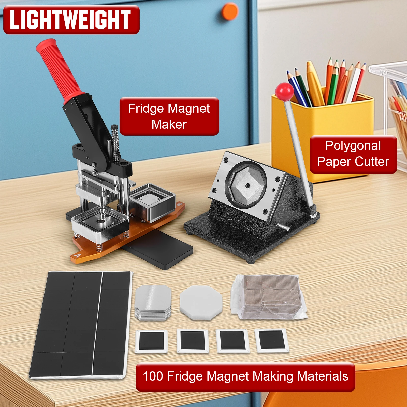 DIY 50x50mm Square Photo Botton Badge Maker Cutter Refrigerator Fridge Magnet Making Machine With 100PCS Cardboards & Materials
DIY 50x50mm Square Photo Botton Badge Maker Cutter Refrigerator Fridge Magnet Making Machine With 100PCS Cardboards & Materials