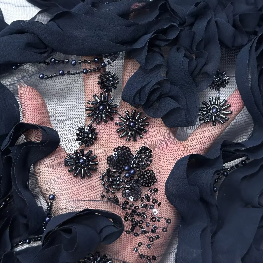 Elegant Vine Floral Embroidery Lace Fabric Sequins Bead Rufflet Tulle Mesh African High Quality for Sewing Banquet Dinner Dress
Elegant Vine Floral Embroidery Lace Fabric Sequins Bead Rufflet Tulle Mesh African High Quality for Sewing Banquet Dinner Dress