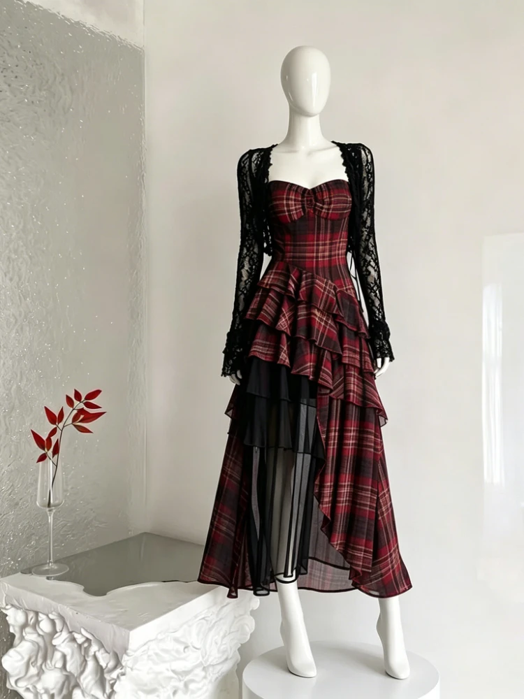 Casual Sweet 2 Piece Set for Women Plaid Irregular High Waist Spicy Girl Midi Dress + Solid Gauze Coat Summer New Female Outfits
Casual Sweet 2 Piece Set for Women Plaid Irregular High Waist Spicy Girl Midi Dress + Solid Gauze Coat Summer New Female Outfits