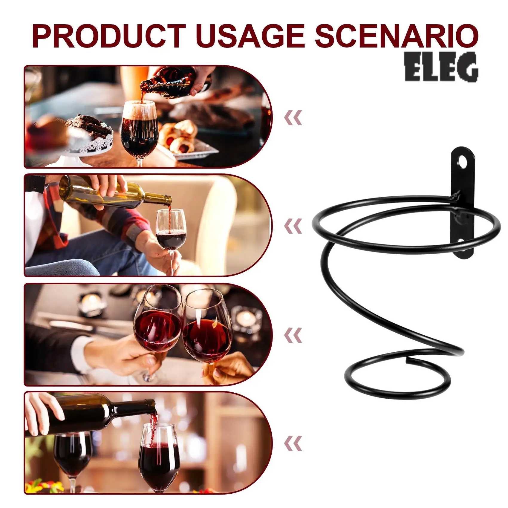ELEG-Pack Of 6 Wall Mounted Wine Racks - Red Wine Bottle Display Holder With Screws, Metal Hanging Wine Rack Organizer
ELEG-Pack Of 6 Wall Mounted Wine Racks - Red Wine Bottle Display Holder With Screws, Metal Hanging Wine Rack Organizer