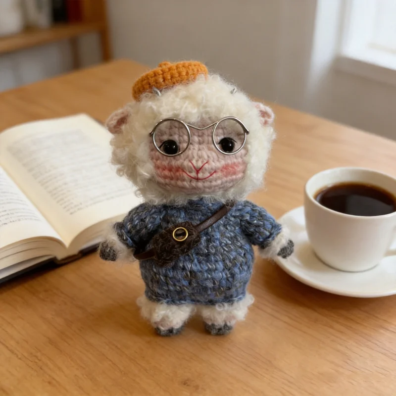 Handmade Crochet Sheep Doll with Glasses Custom Name Personalized Lamb Keychain Charm
Handmade Crochet Sheep Doll with Glasses Custom Name Personalized Lamb Keychain Charm
