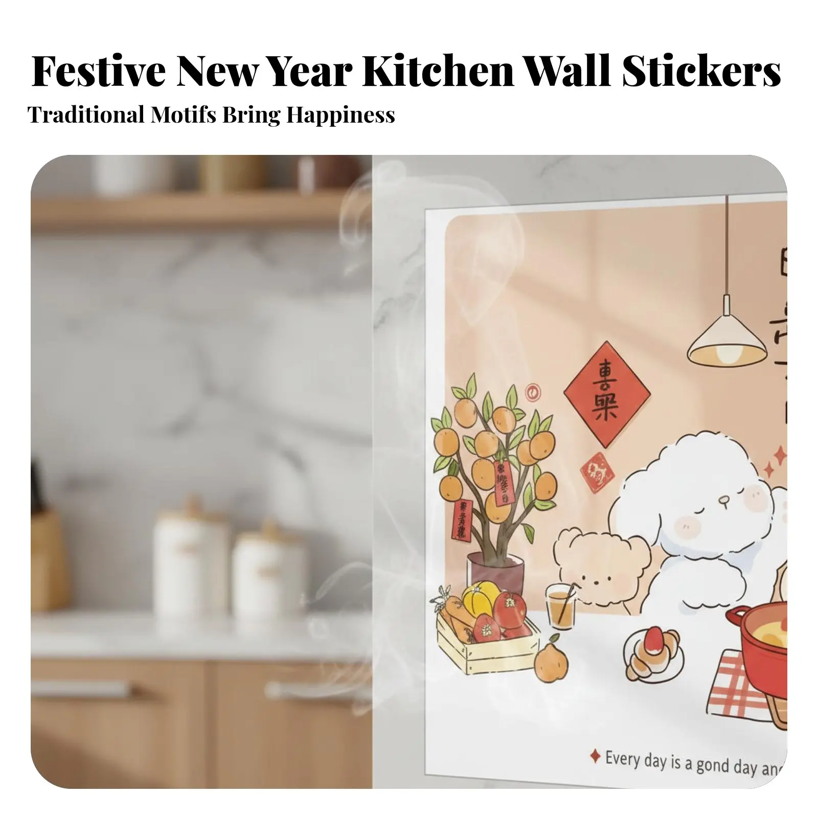 Festive Kitchen Oil-Resistant Sticker, Easy-to-Apply Water-Resistant Fire-Resistant Wall Decal, Heat-Resistant Thickened Stove
Festive Kitchen Oil-Resistant Sticker, Easy-to-Apply Water-Resistant Fire-Resistant Wall Decal, Heat-Resistant Thickened Stove