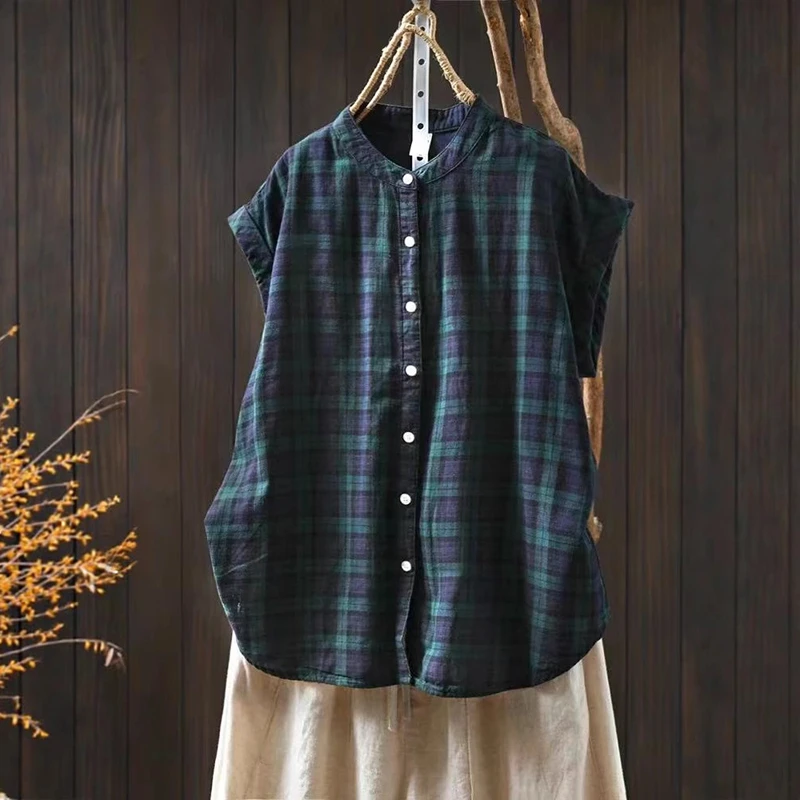 100% Cotton Women Casual Shirt New Arrival 2025 Summer Vintage Style Plaid Pattern Loose Female Sleeveless Tops Shirts M1327
100% Cotton Women Casual Shirt New Arrival 2025 Summer Vintage Style Plaid Pattern Loose Female Sleeveless Tops Shirts M1327