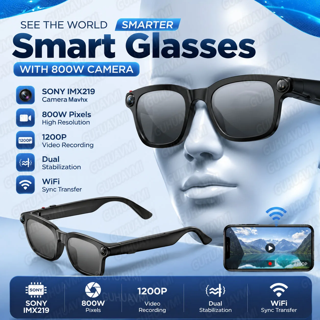 Smart Camera Glasses 1080P HD Video 8MP Photo WiFi Sync Anti Shake Voice Control Translation Open Ear Audio For Men Women Travel
Smart Camera Glasses 1080P HD Video 8MP Photo WiFi Sync Anti Shake Voice Control Translation Open Ear Audio For Men Women Travel