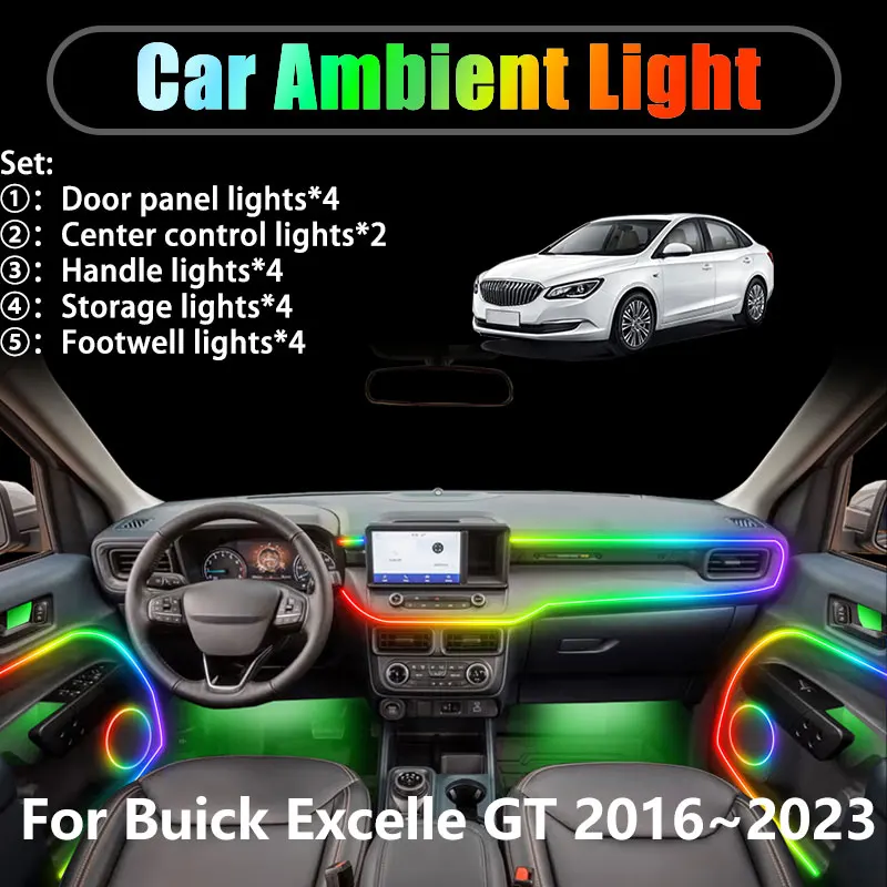 For Buick Excelle GT 2016~2023 MK2 2017 2/18 in 1 Car ambient lighting Led trunk interior led lights USB RGB Ensemble Streamer
For Buick Excelle GT 2016~2023 MK2 2017 2/18 in 1 Car ambient lighting Led trunk interior led lights USB RGB Ensemble Streamer