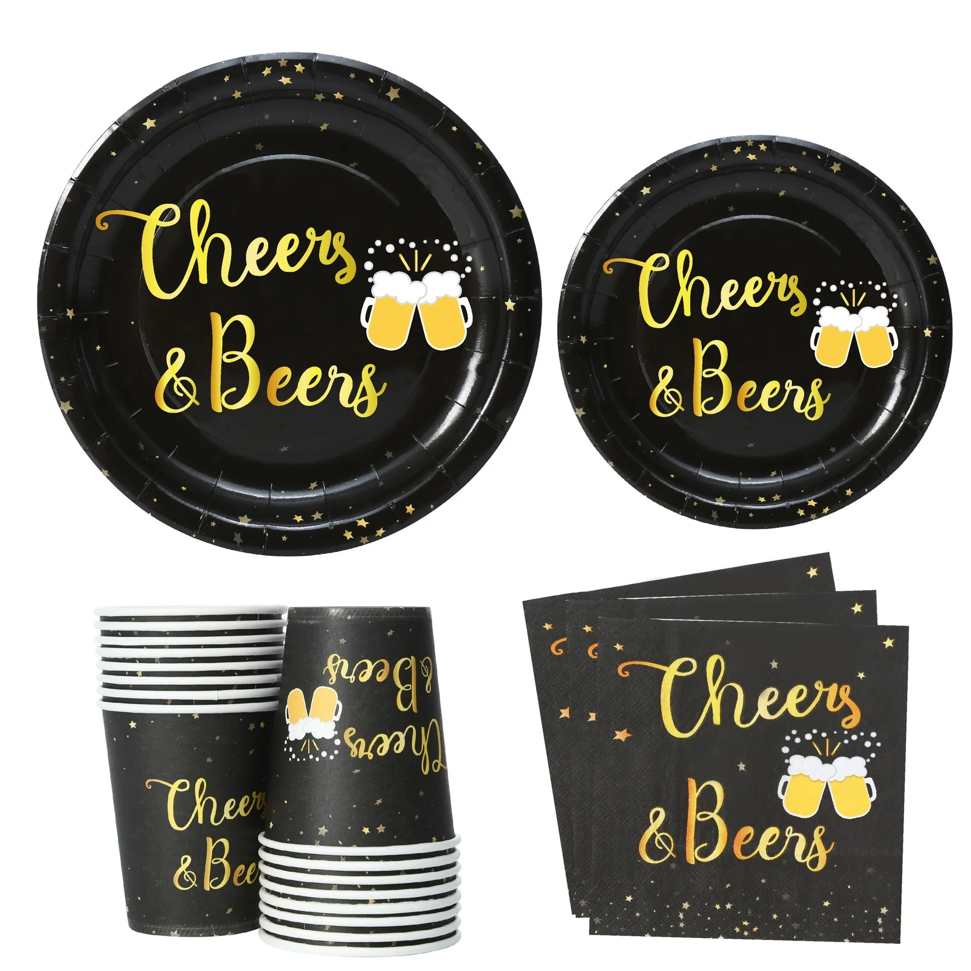cheers beers party tableware set black gold paper plates paper cups tissue paper birthday party tableware set wholesale
cheers beers party tableware set black gold paper plates paper cups tissue paper birthday party tableware set wholesale